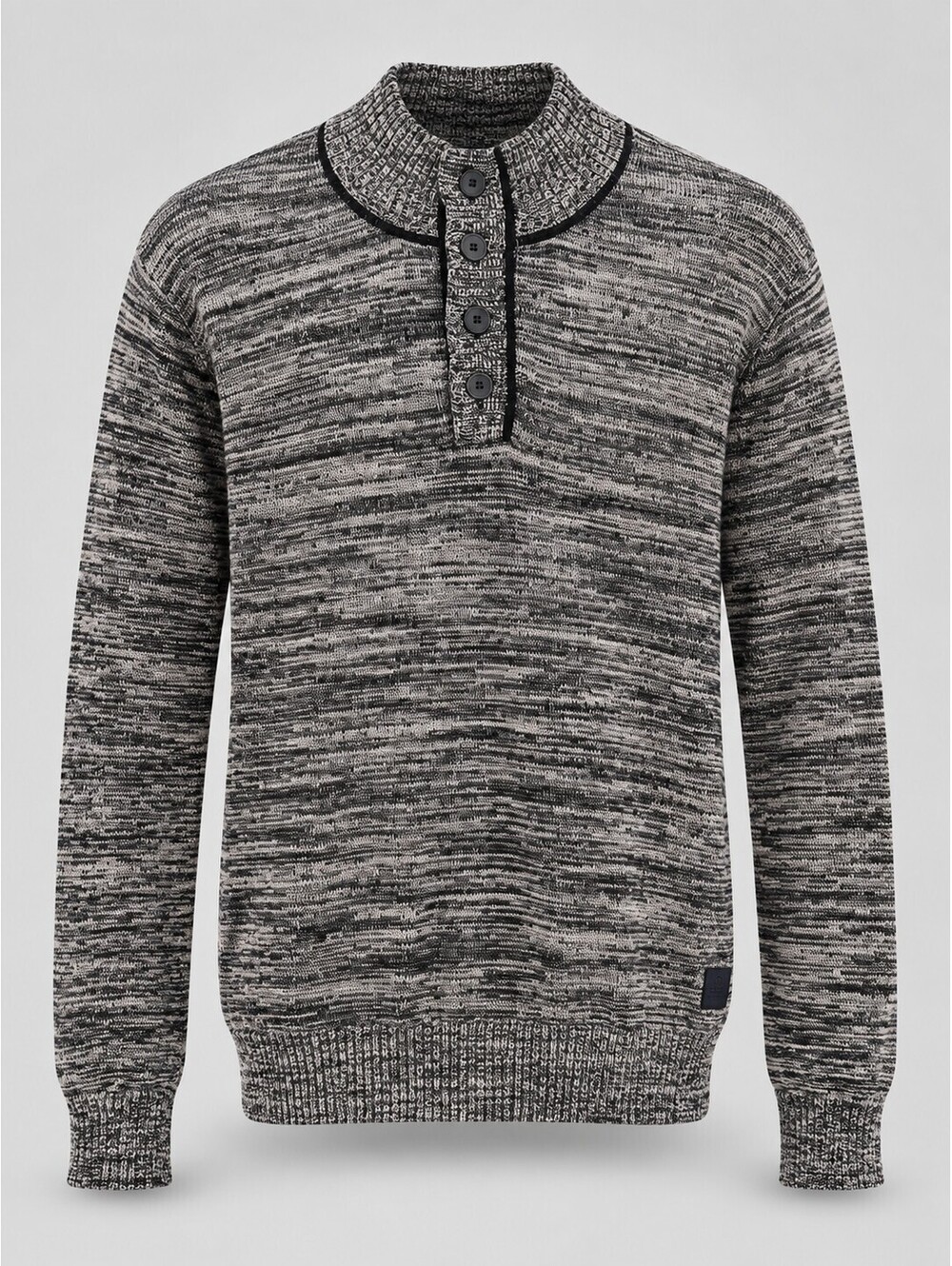 Buffalo David Bitton Men's L Gray Marled Cotton Shawl Collar Sweater